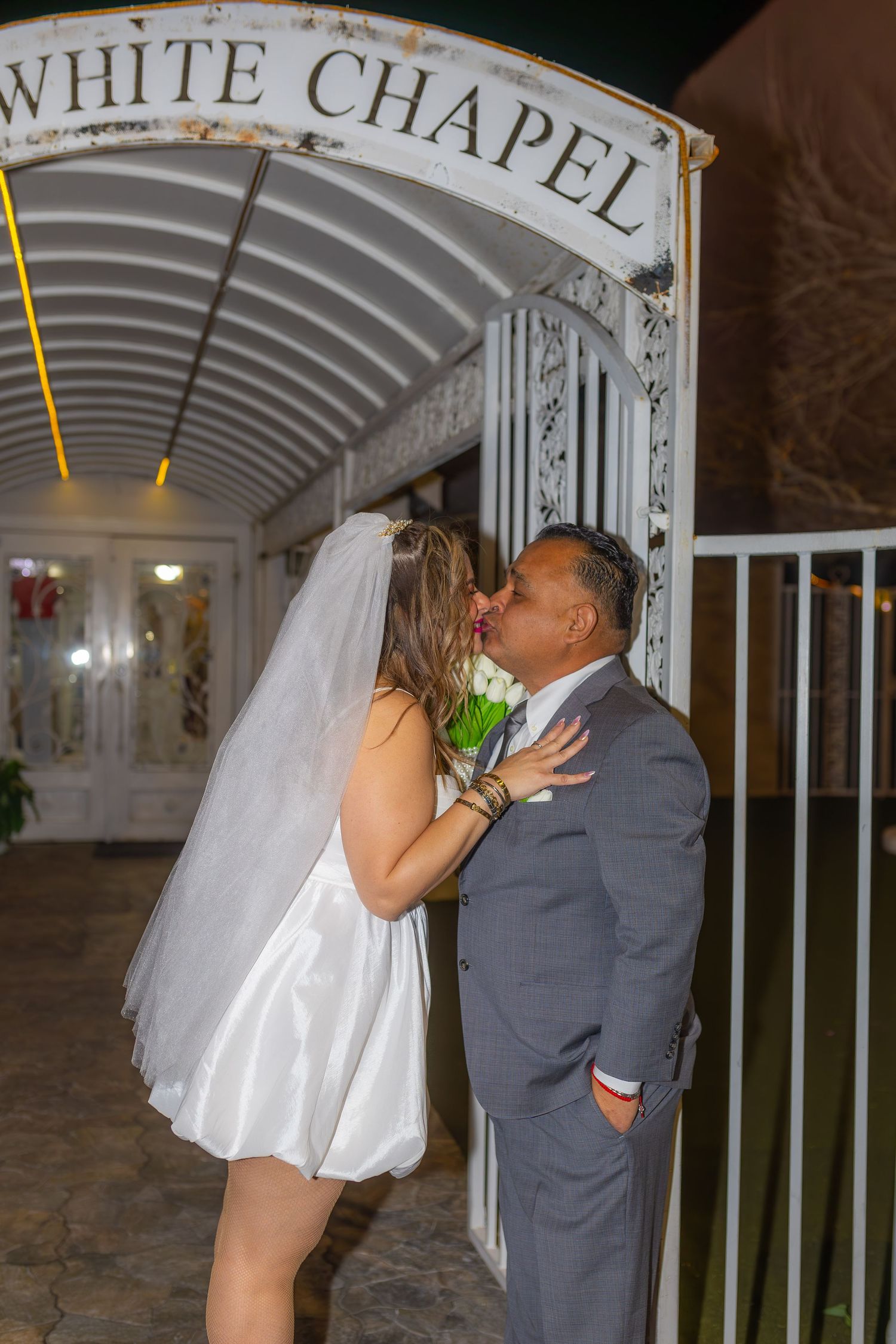 Bride and groom exchanging vows at the Little White chapel in downtown Las Vegas- intimate wedding and elopement photographer