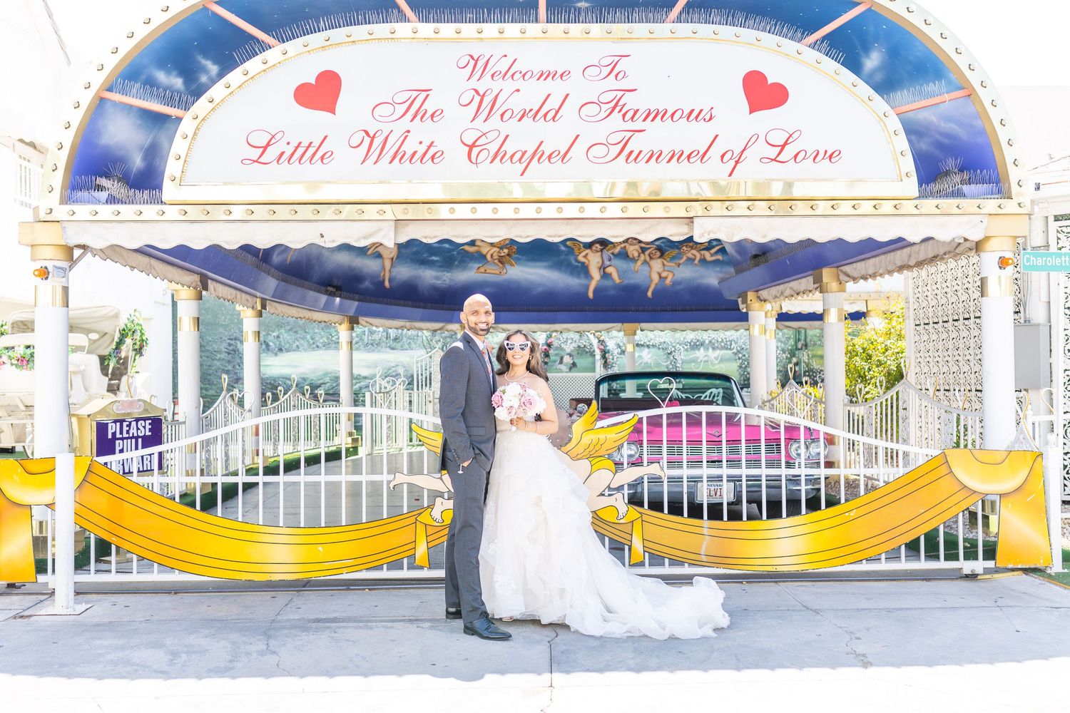 Bride and groom exchanging vows at the Little White chapel in downtown Las Vegas- intimate wedding and elopement photographer