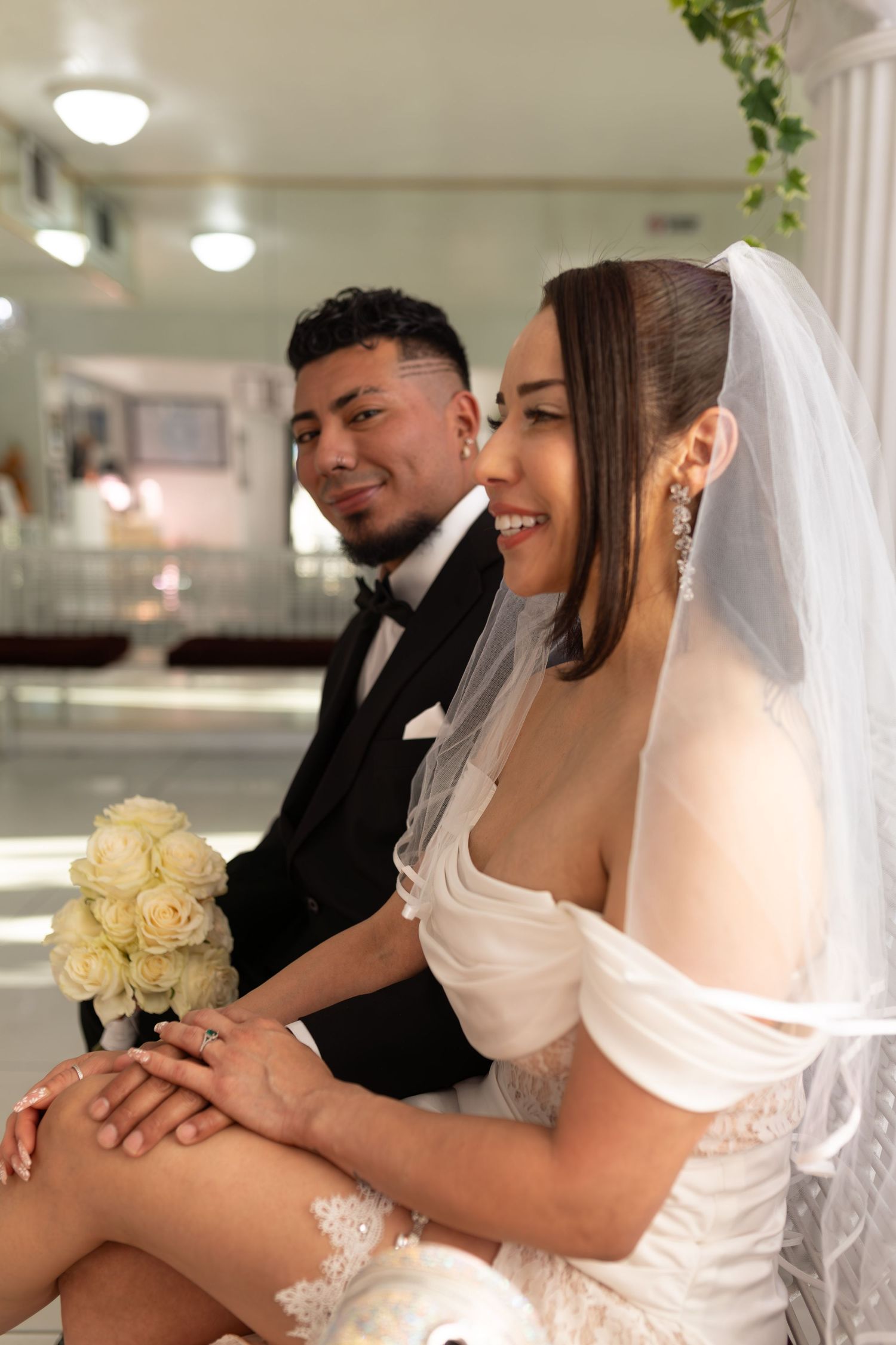 Bride and groom exchanging vows at the Little White chapel in downtown Las Vegas- intimate wedding and elopement photographer