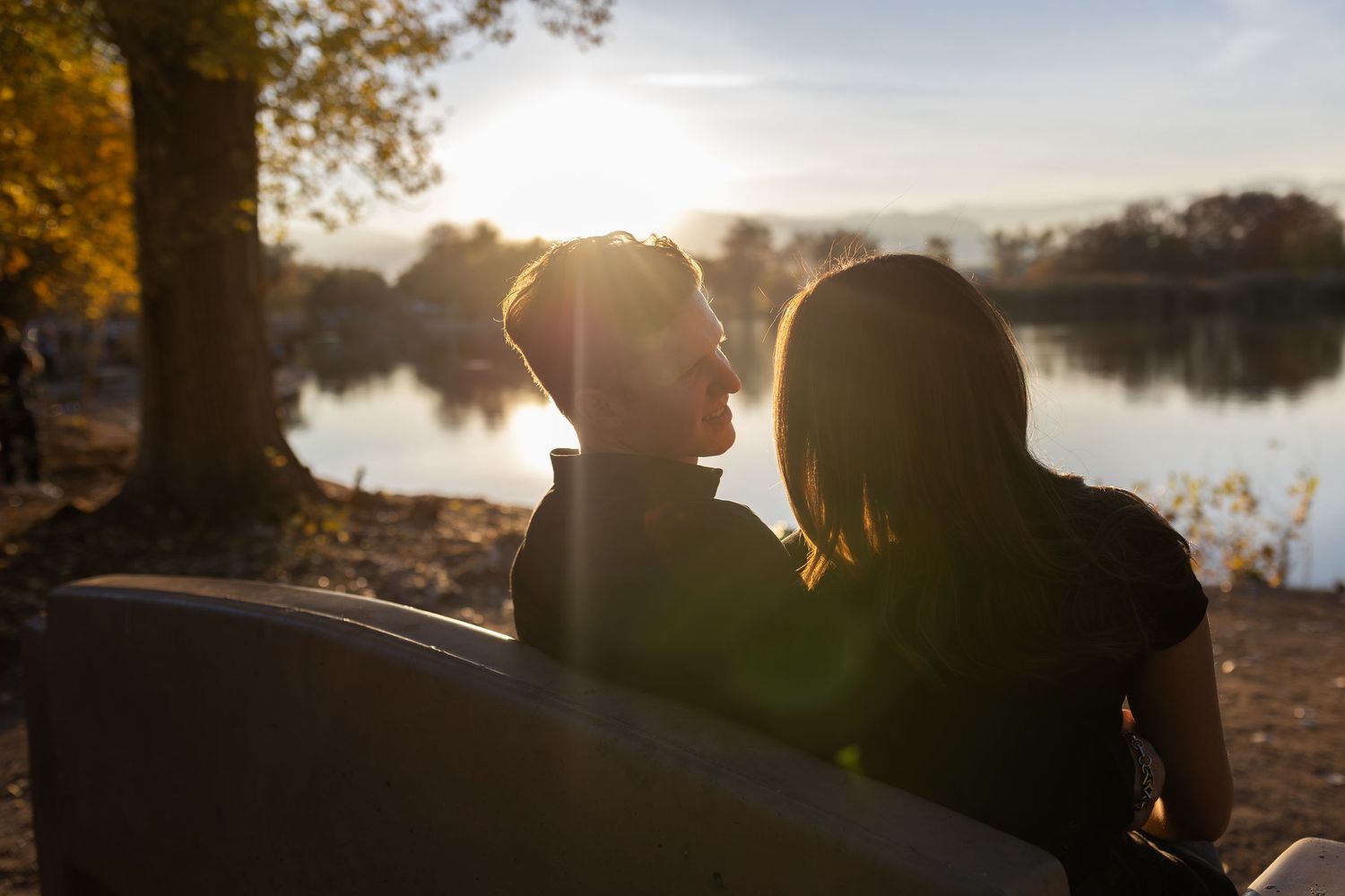 Beautiful couple with a longing gaze in the sunset in Las Vegas by intimate engagement and elopement photographer