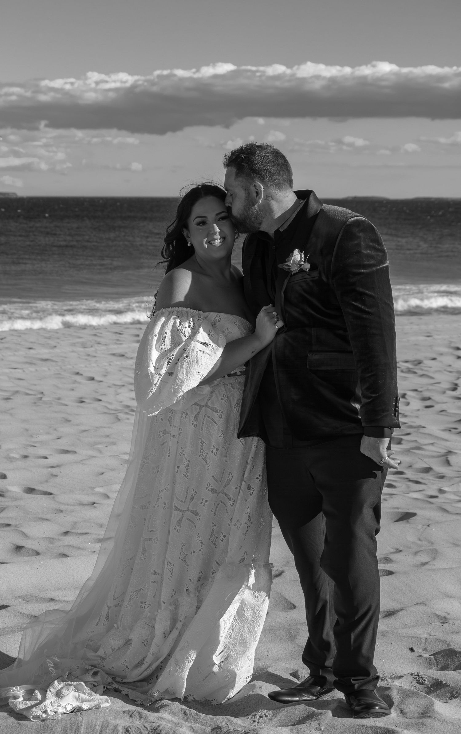 Romantic portrait of the bride and groom together during an Illawarra wedding.