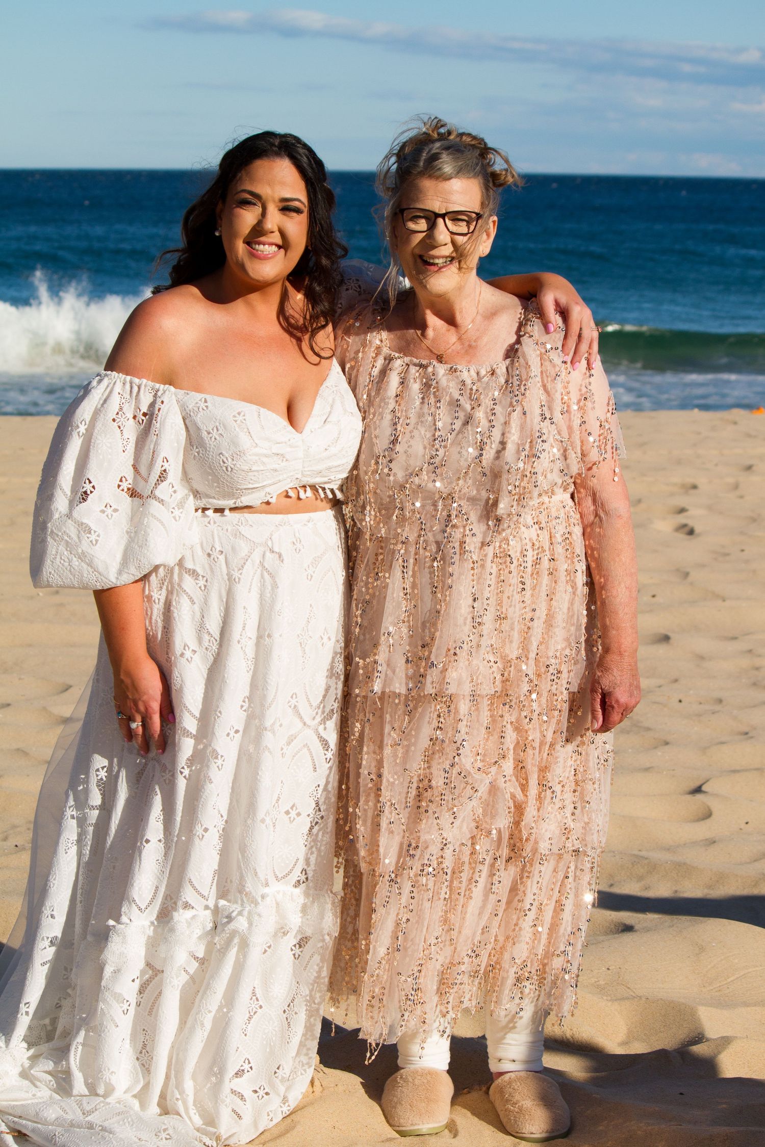 Beautiful portrait of the bride with her mum after the wedding ceremony in the Illawarra.