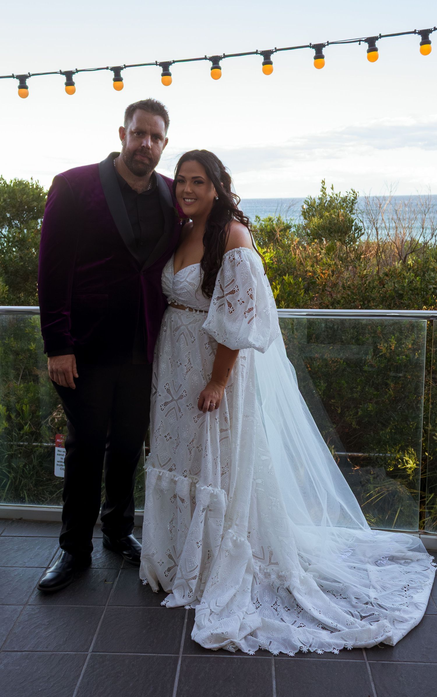 Romantic portrait of the bride and groom together after the ceremony.