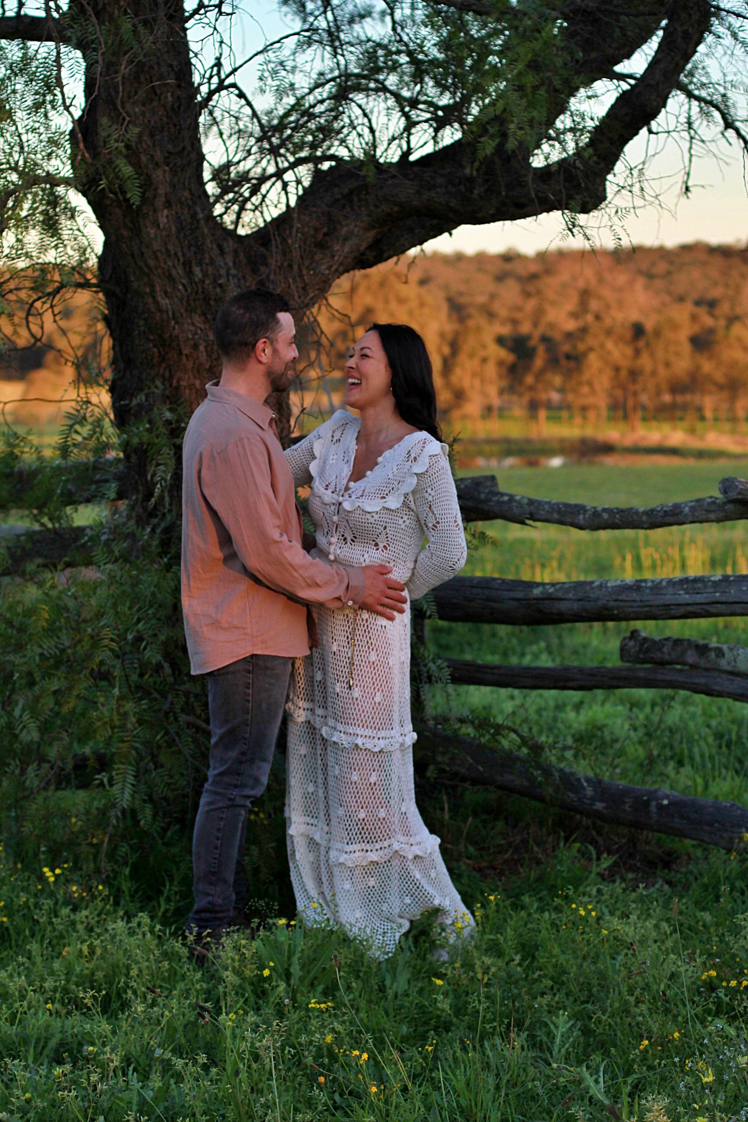 Romantic couple embracing and sharing a quiet connection during a family session