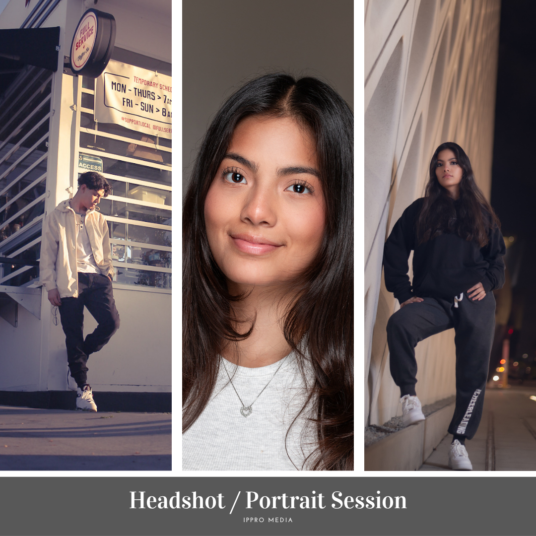 Portrait session in a modern indoor setting with dramatic lighting and casual attire.