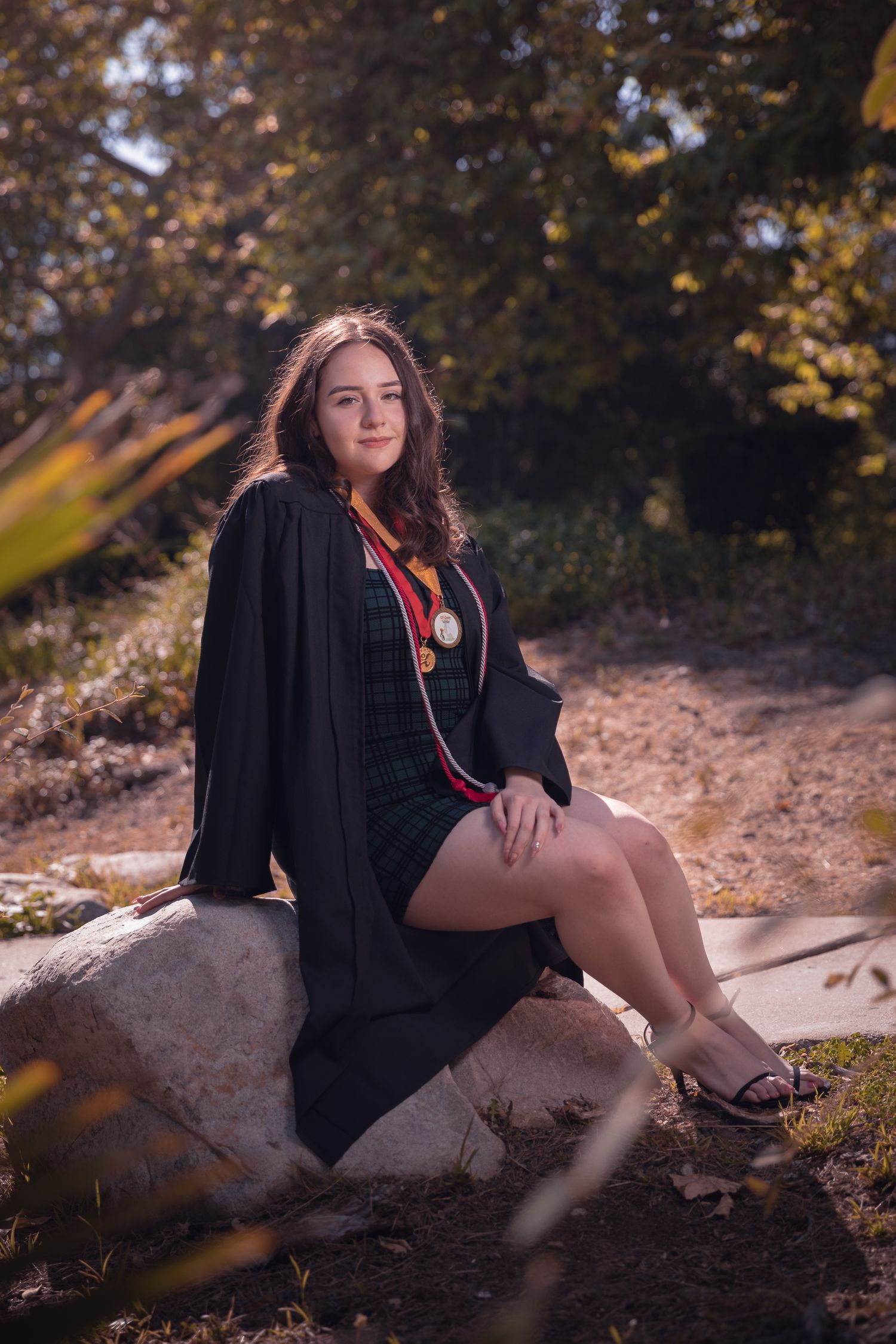 Los Angeles graduation photographer on campus Cap and gown graduation photos Los Angeles High school senior graduation photos outdoors