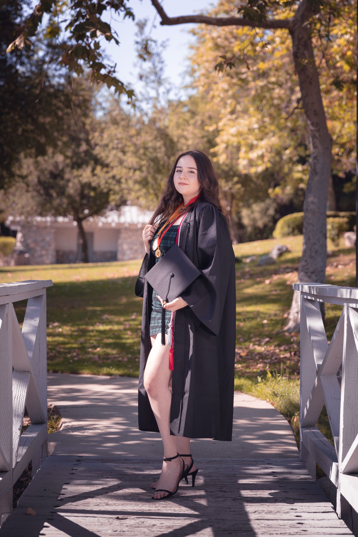 Los Angeles graduation photographer on campus Cap and gown graduation photos Los Angeles High school senior graduation photos outdoors