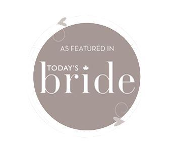 Grey circular logo for Today's Bride magazine with elegant typography.