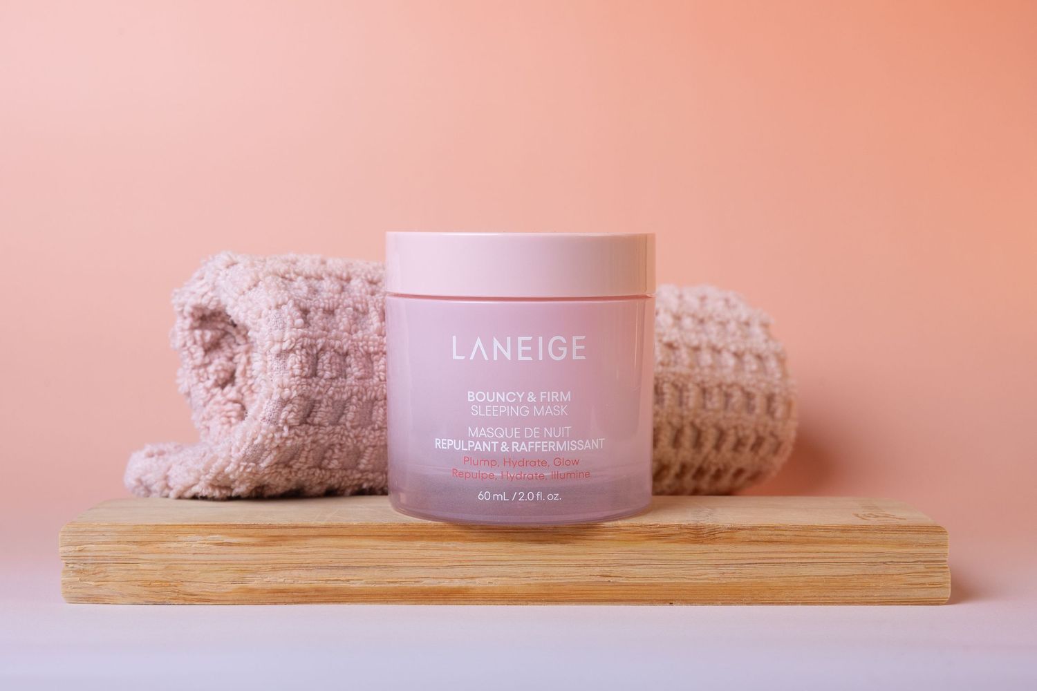 Styled skincare product photograph featuring Laneige face cream.