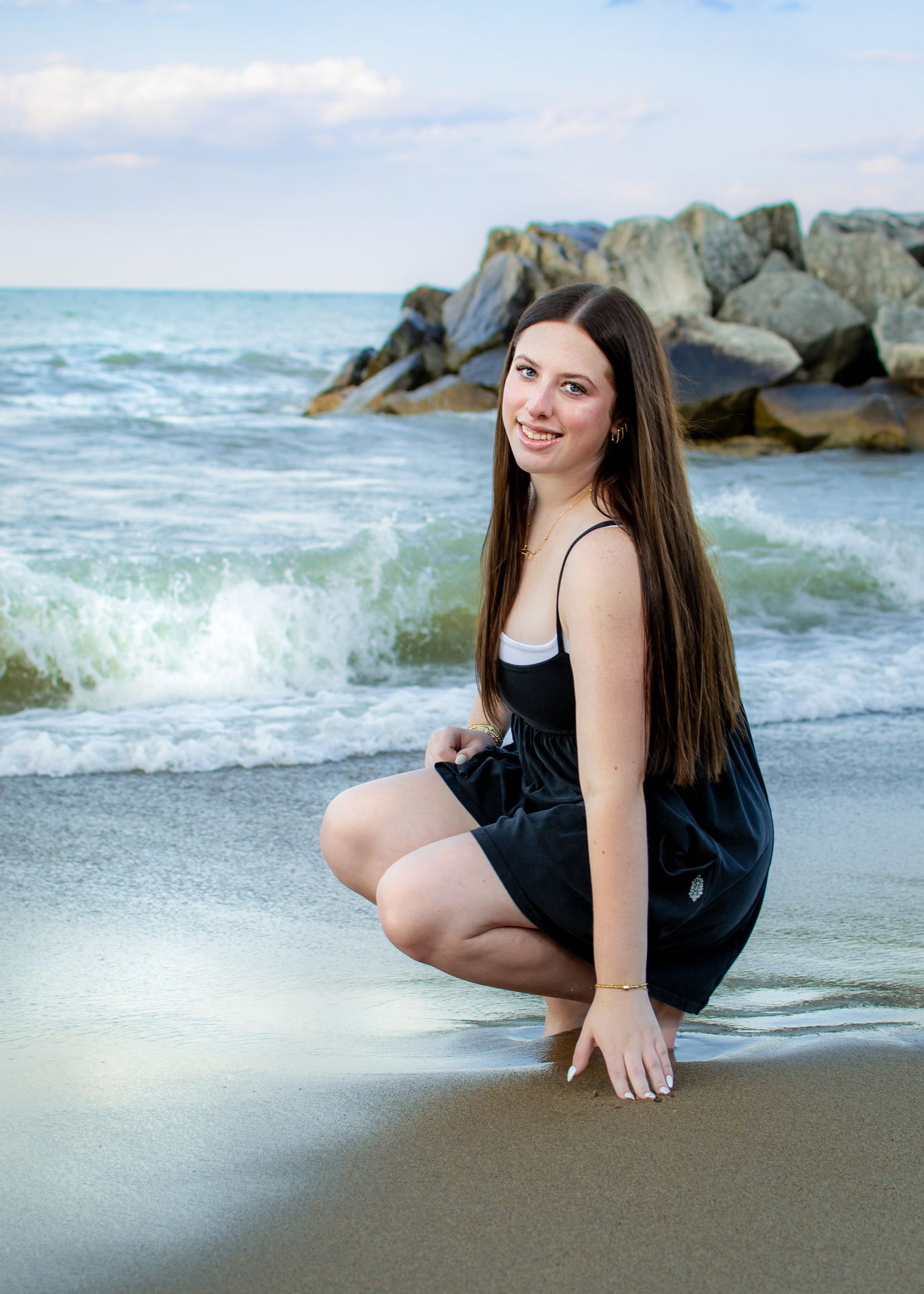 senior portrait, Lake Michigan, Chicago suburbs