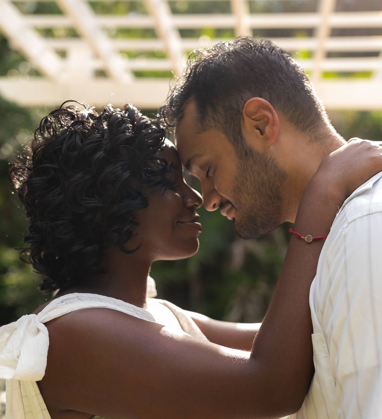 Intimate couple portrait during an outdoor photography session in Tampa, Florida