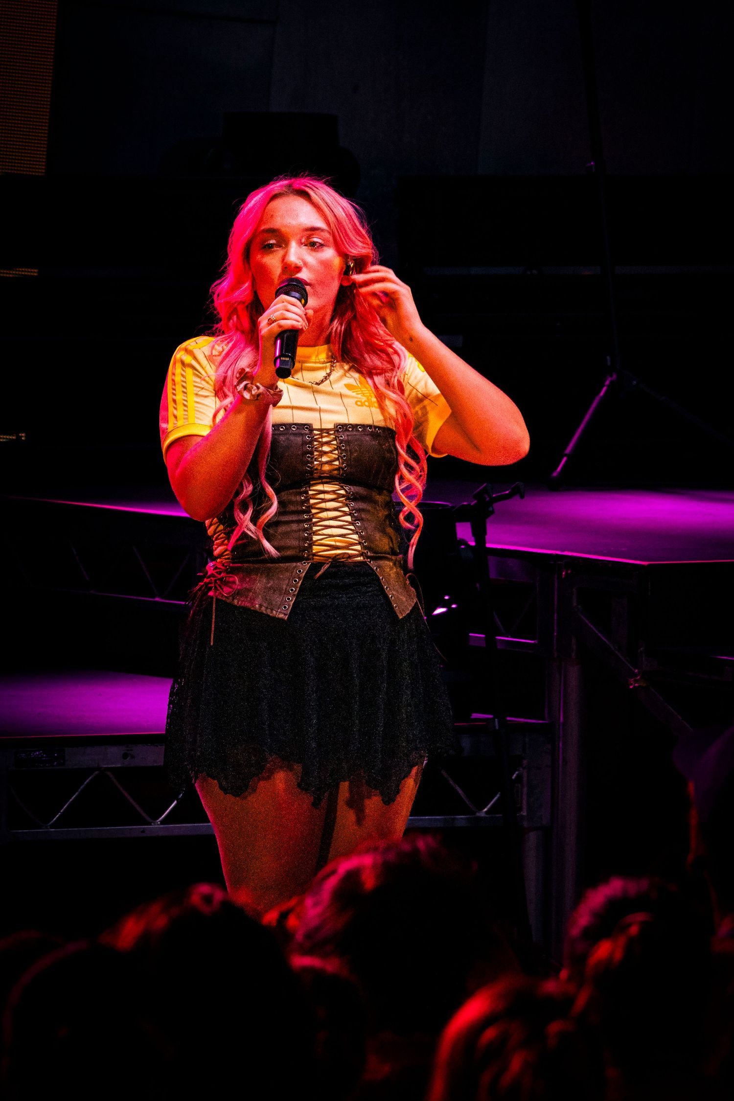 Stage portrait of vocalist under concert lighting Melbourne event