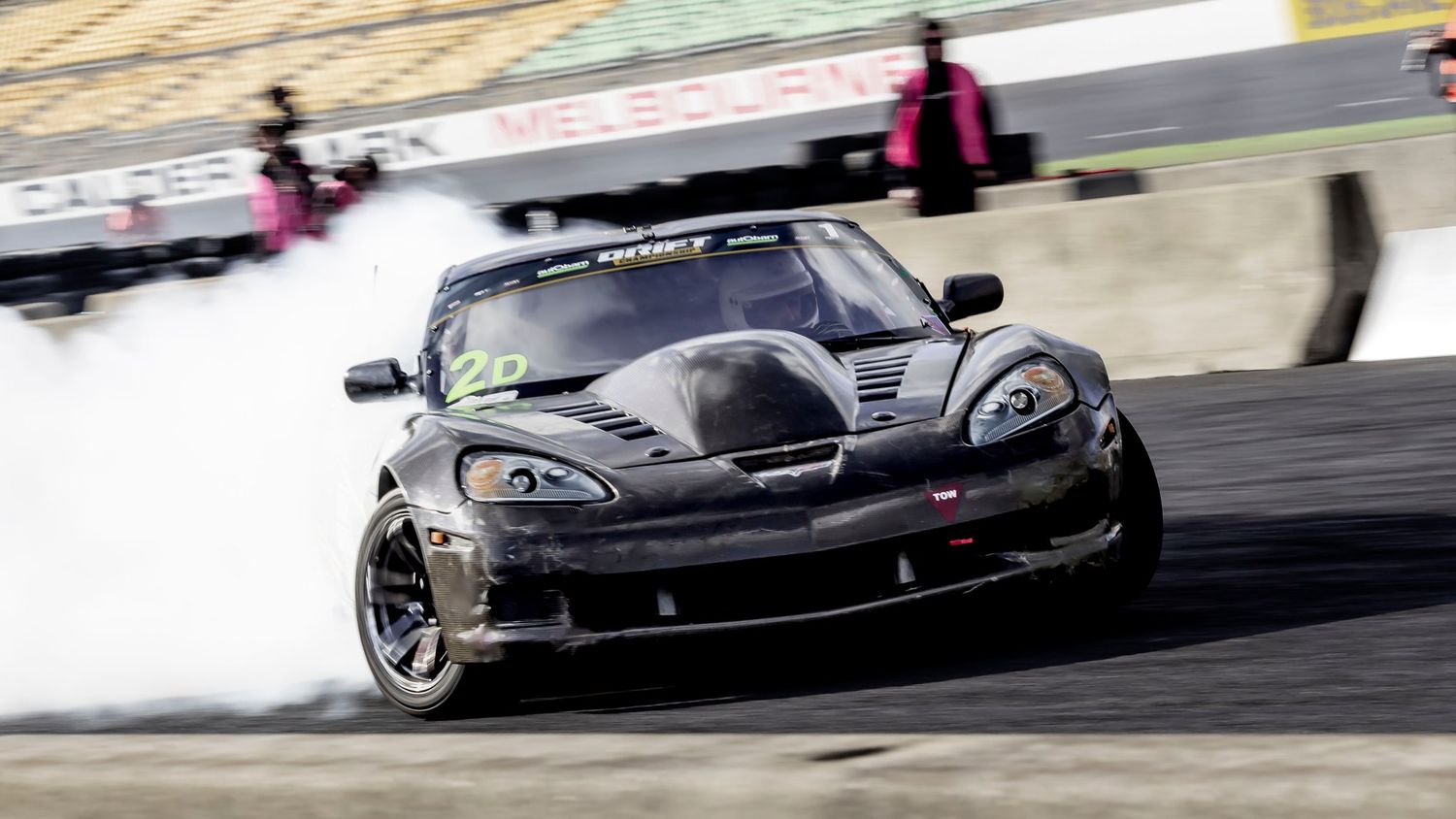 Drift car sliding with smoke at Calder Park Melbourne
