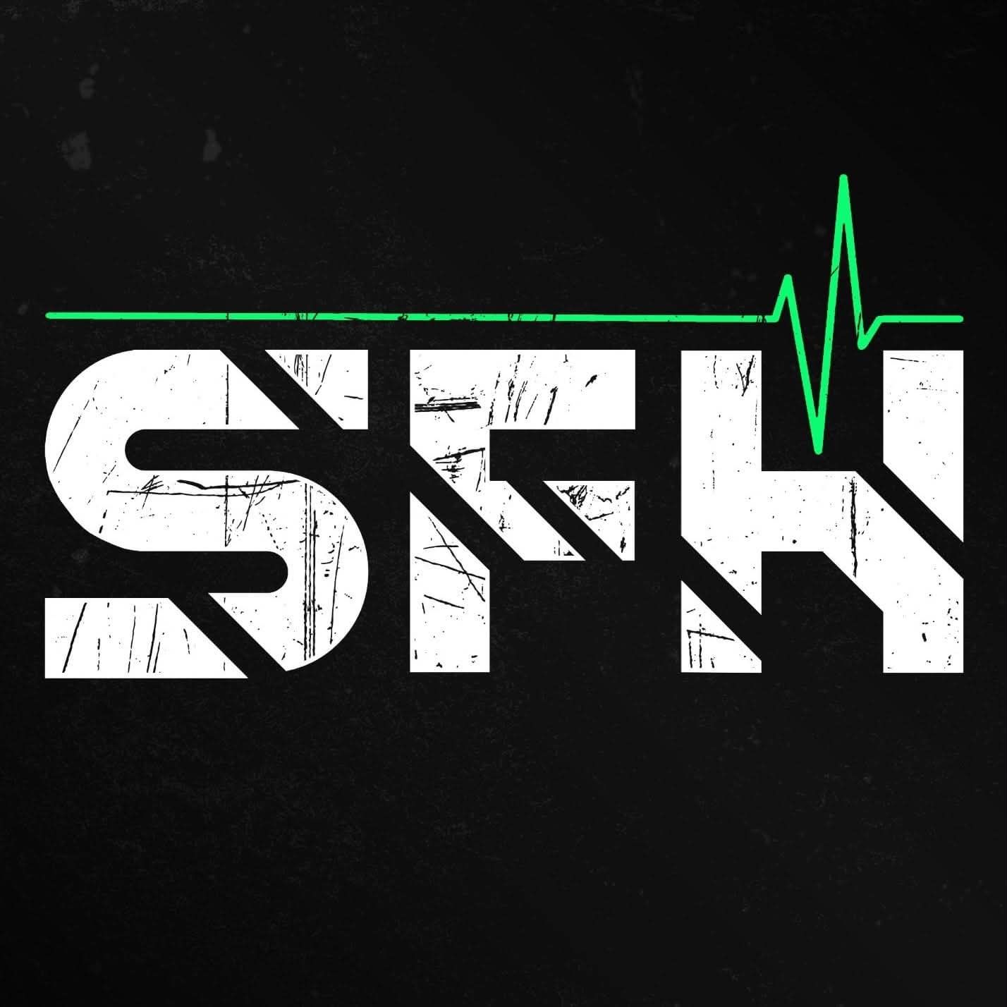 SFH logo with bold white letters and a green heartbeat line on a black background.