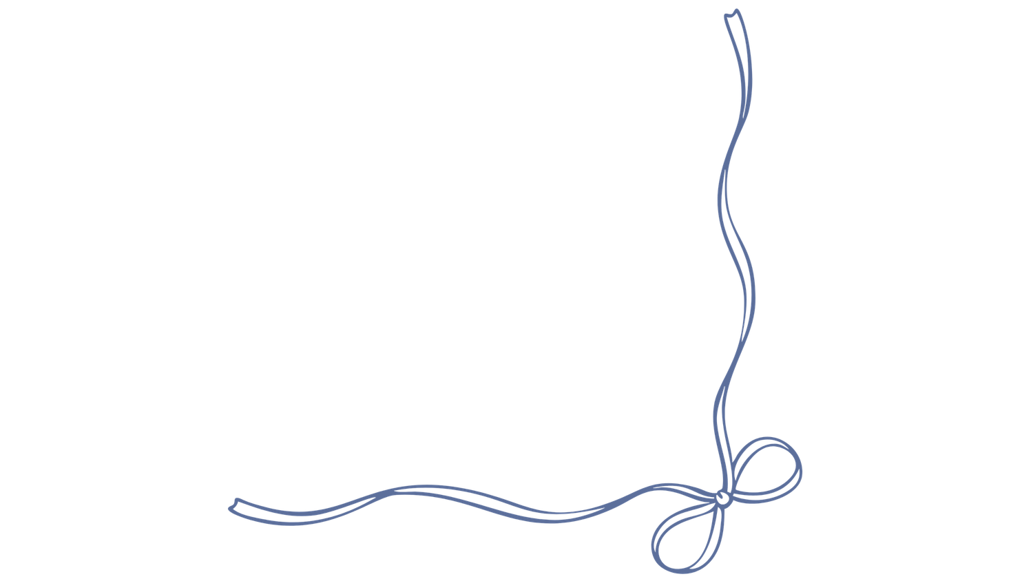 Blue ribbon bow corner border decoration positioned on lower right side.