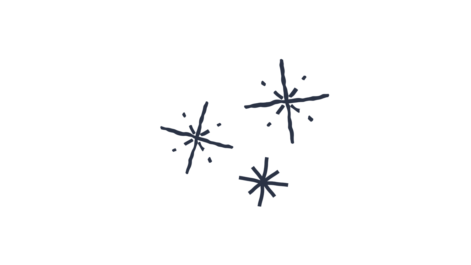 Hand-drawn sparkle stars illustration in dark navy outline style on white background.