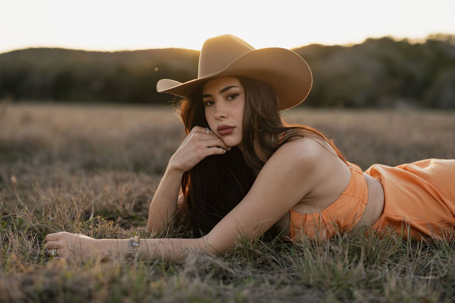San Antonio senior photographer, golden hour field session in Madla Park, Grey Forest