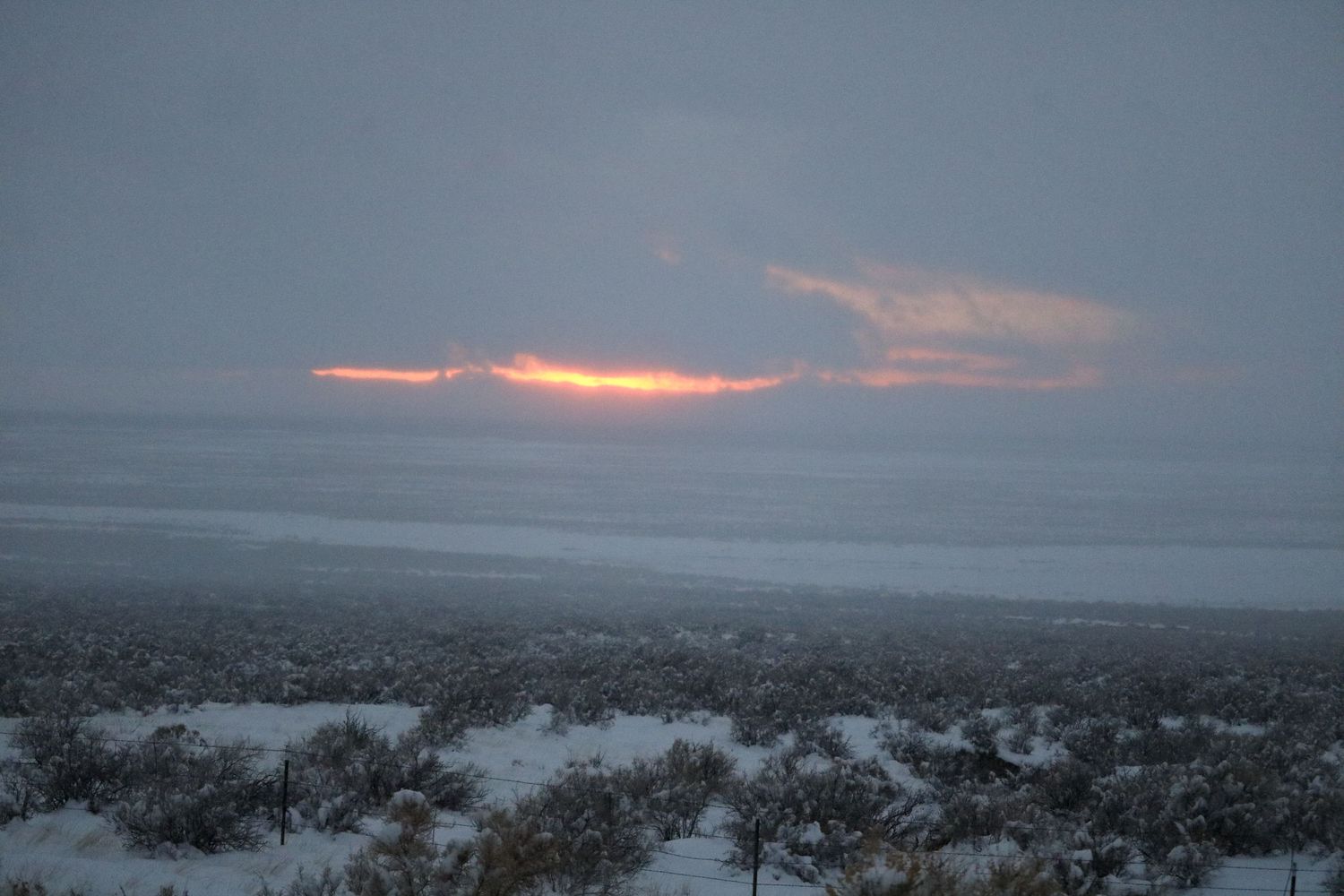 Sunrise over a dusting of snow