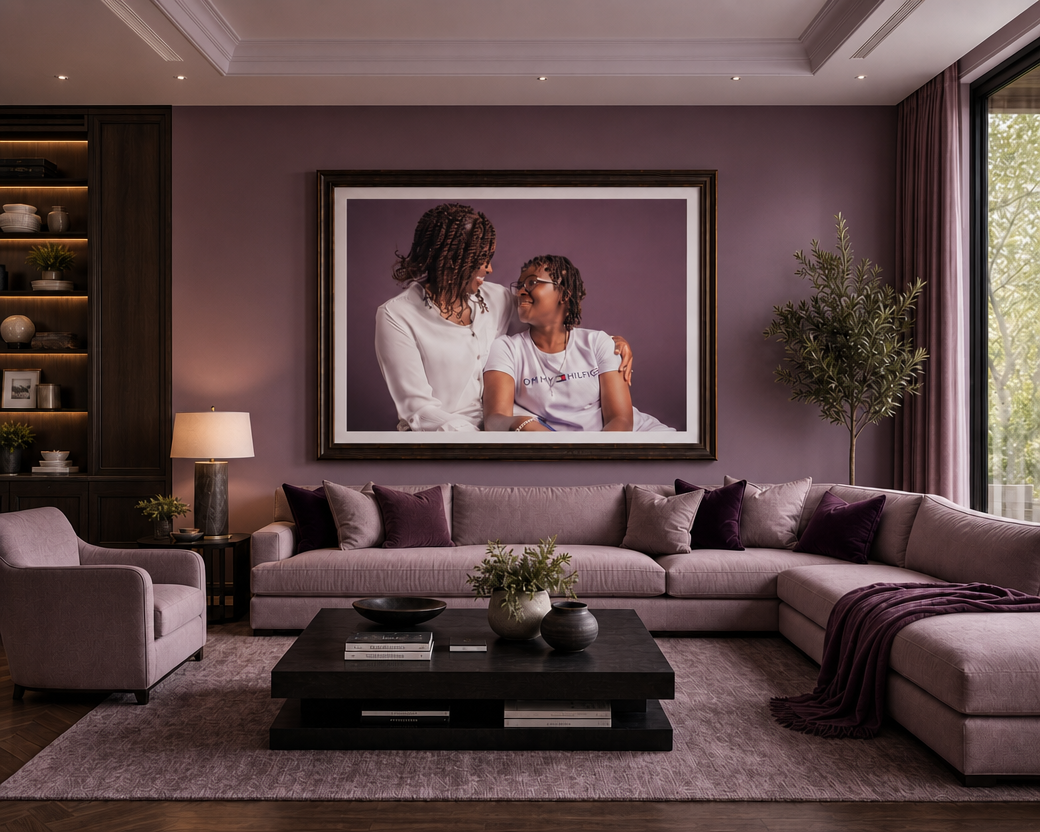 Home with framed portrait | unboxed portraits family portrait photography