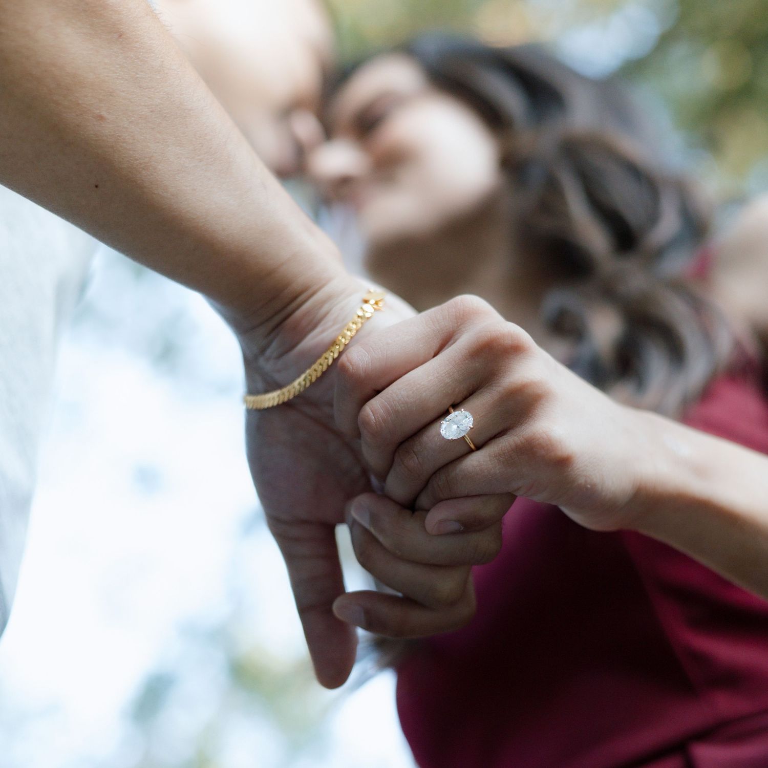 Close-up engagement ring photograph captured during a surprise proposal session in British Columbia.