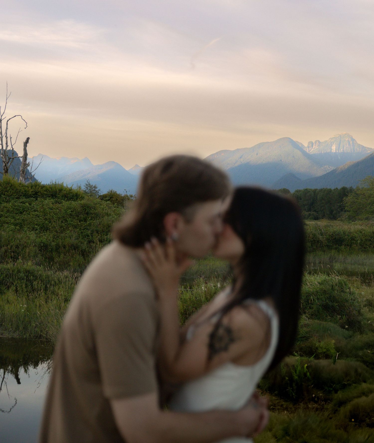 Mountain engagement session at sunset in British Columbia, captured by a BC elopement photographer.