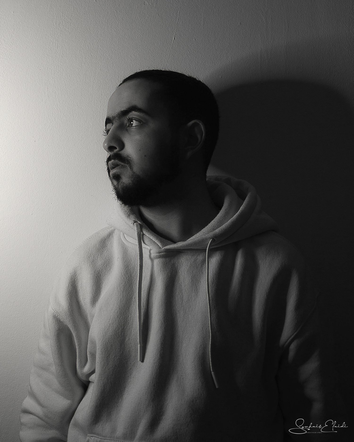 black and white self portrait