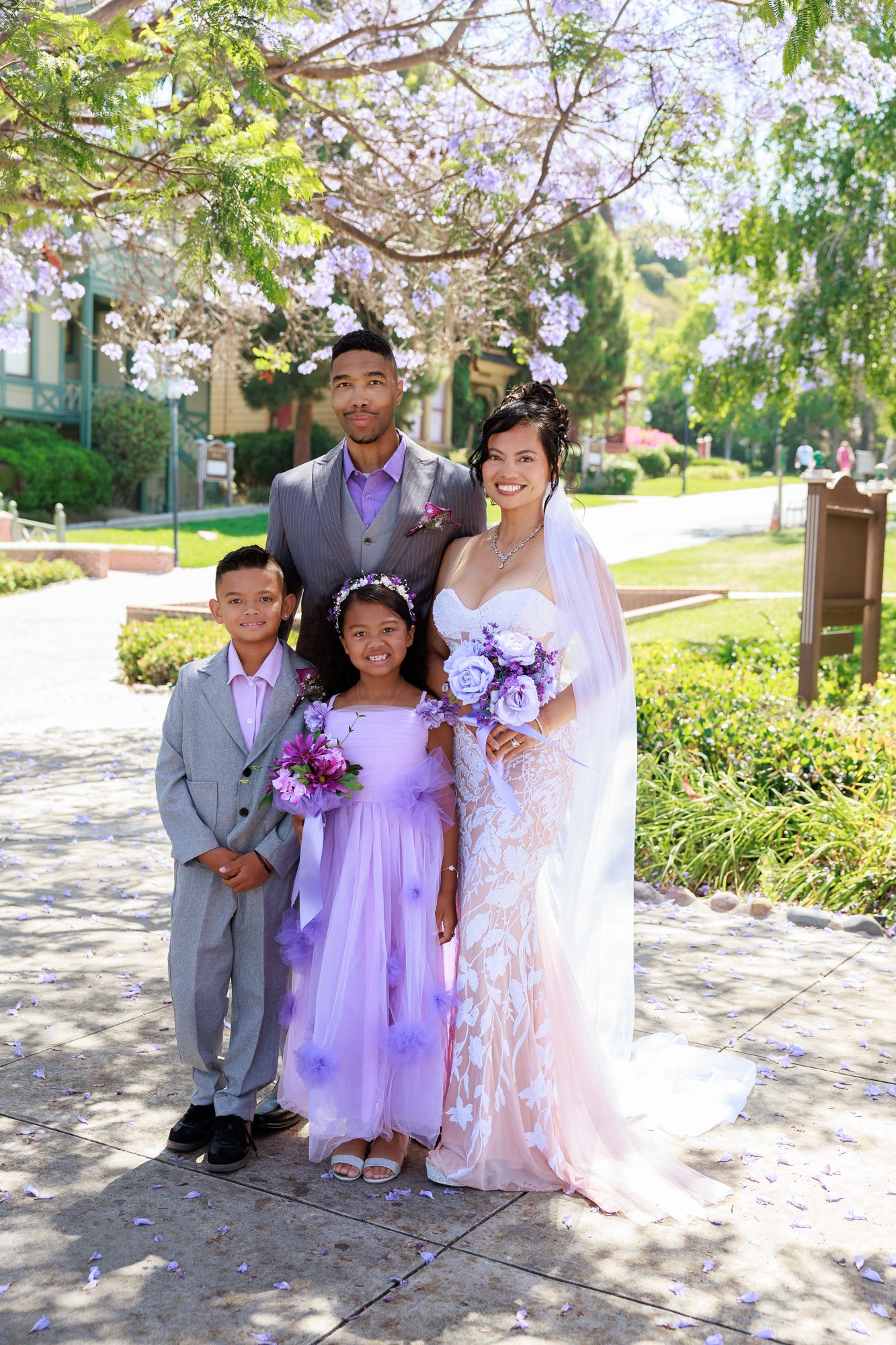 family portraits with bride and groom at Balboa Park wedding in San Diego