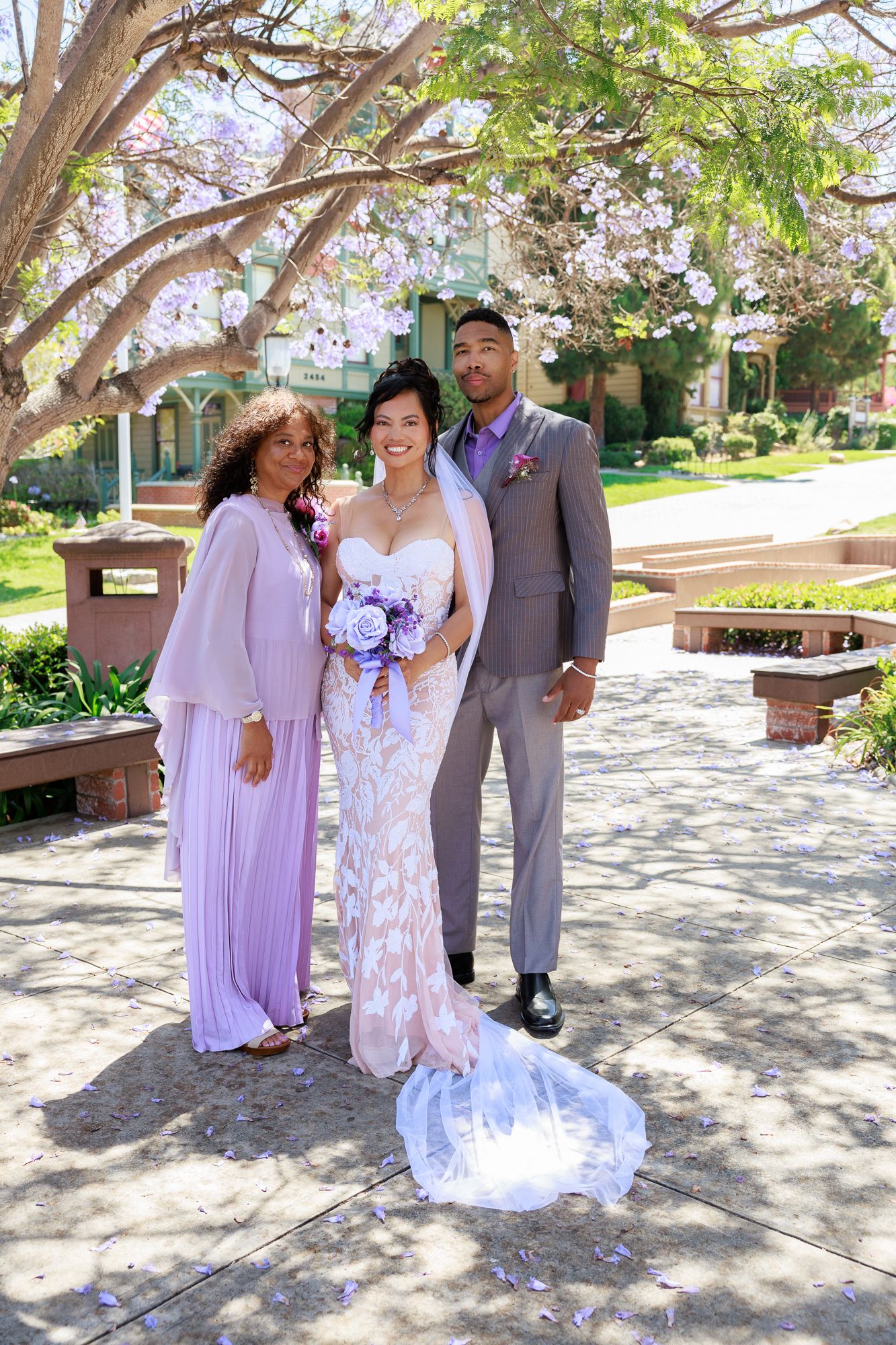 Bridal party celebrating at Balboa Park wedding