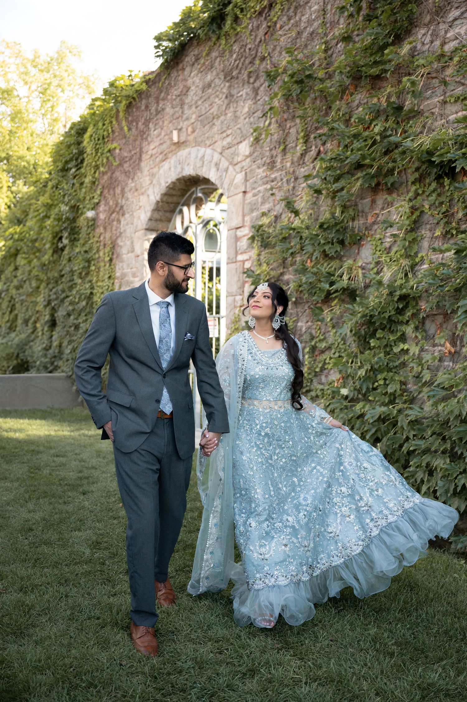 This image shows a couple at their engagement photoshoot.