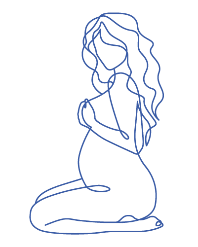 Simple line drawings of sitting figures in various relaxed poses create a minimalist artistic composition.