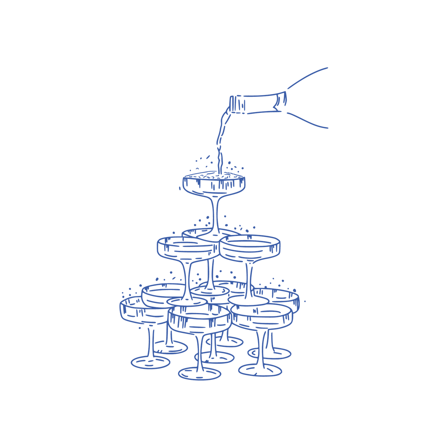 Simple line drawings of tiered cake stands showing different configurations and stacking arrangements.