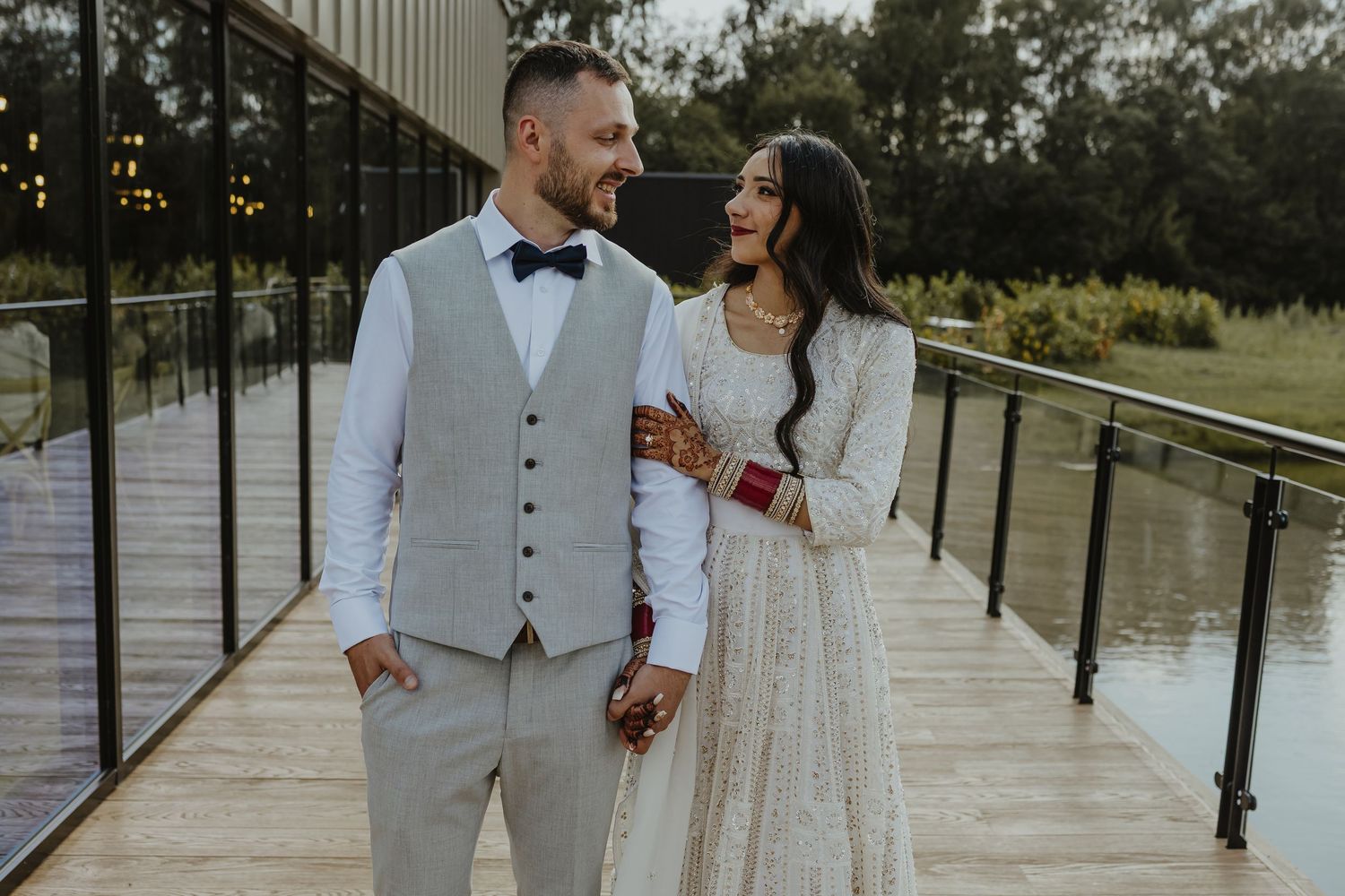 Elegant couple in formal wedding attire