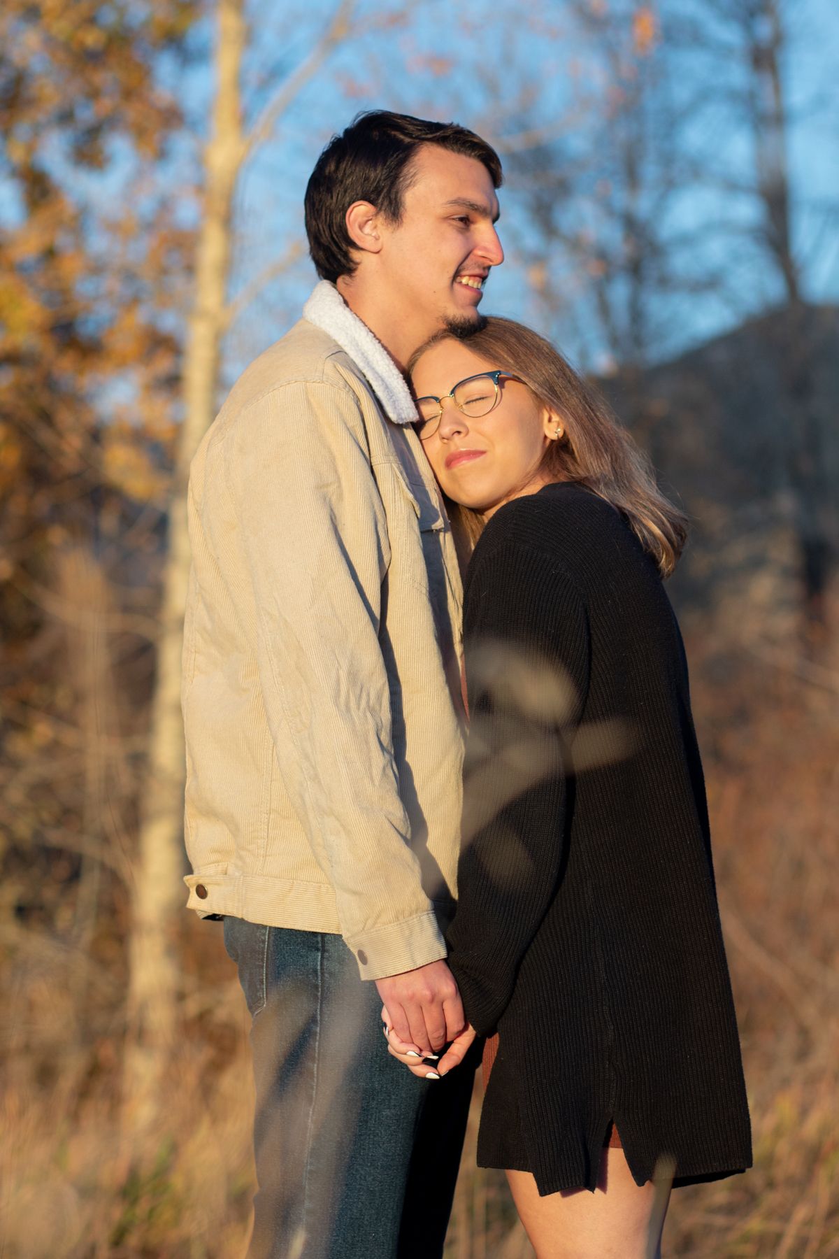 A Bozeman Couple embracing each other in Bozeman.