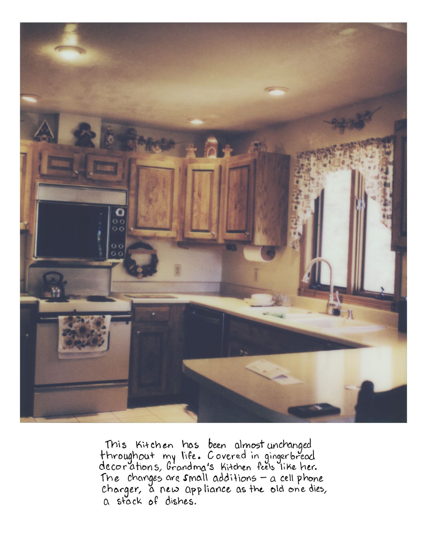 Sierrah Elizabeth Photography's senior exhibition project, a scanned polaroid image of her grandma's kitchen.