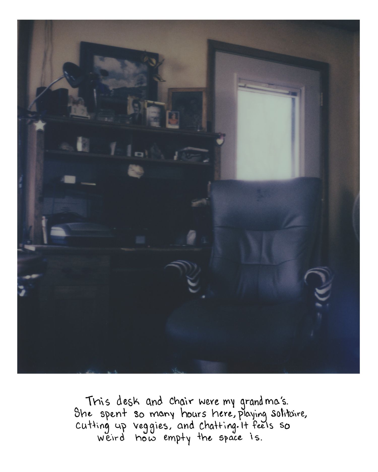 Sierrah Elizabeth Photography's senior exhibition project, a scanned polaroid image of her grandma's chair.