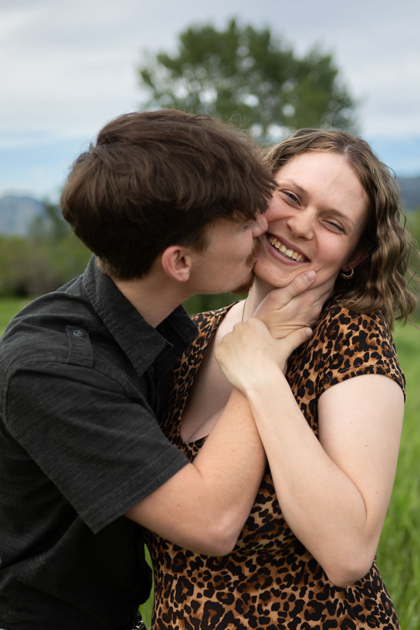 A Bozeman Montana couple kiss.
