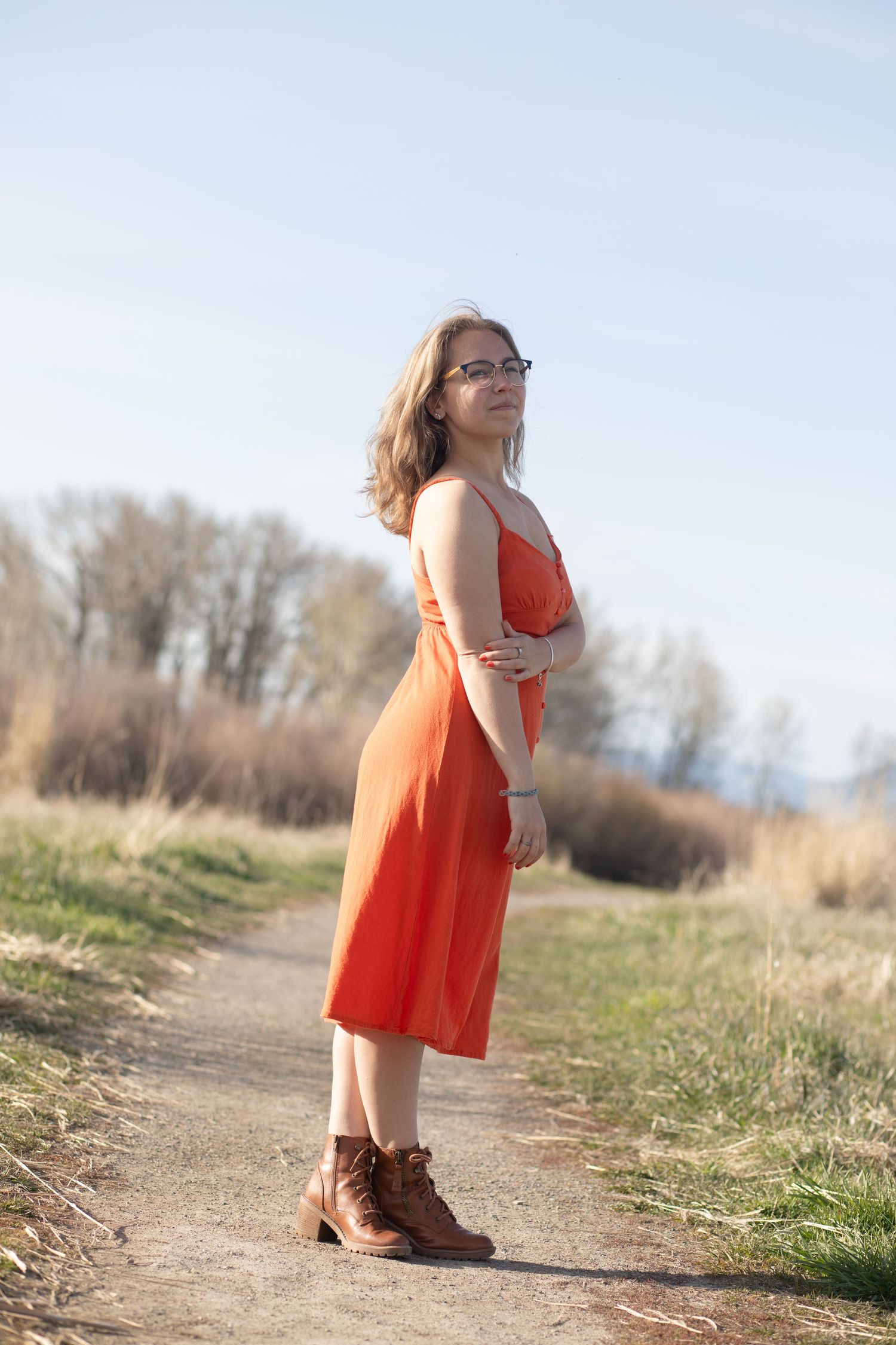 A Bozeman Senior posing on a pathway in Bozeman.