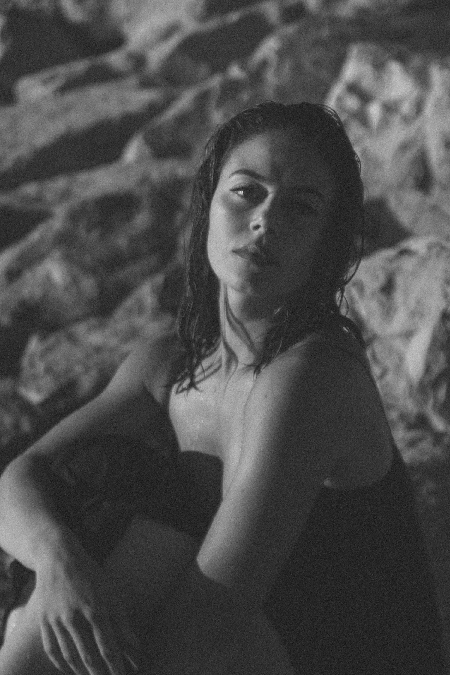 woman portrait black and white photography
