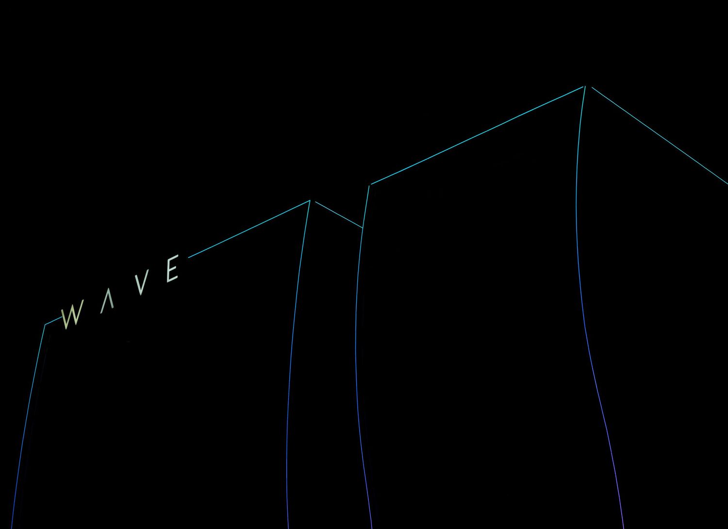 Minimalist neon outline of building architecture against dark night sky.
