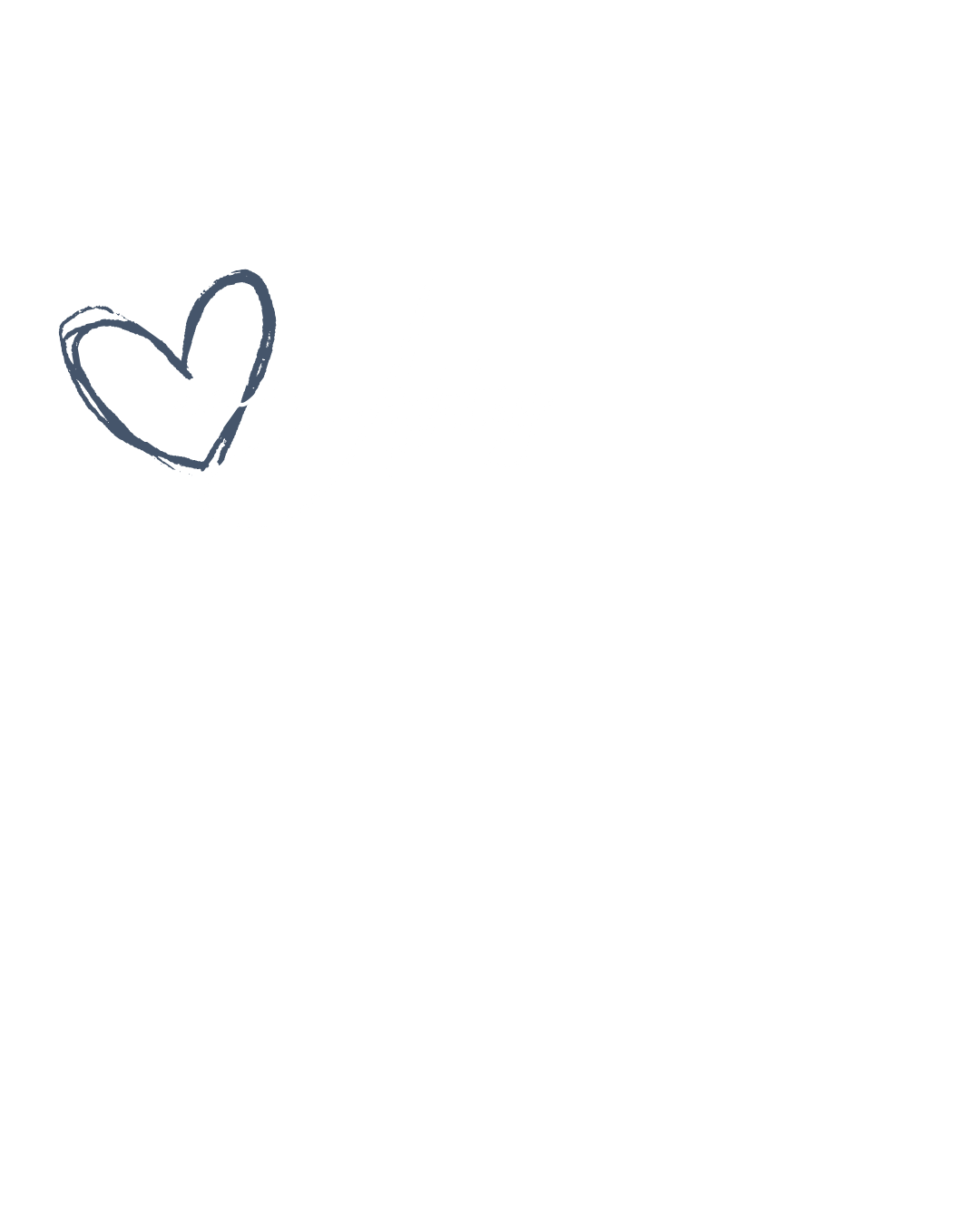 A simple hand-drawn heart outline in black ink on a white background.