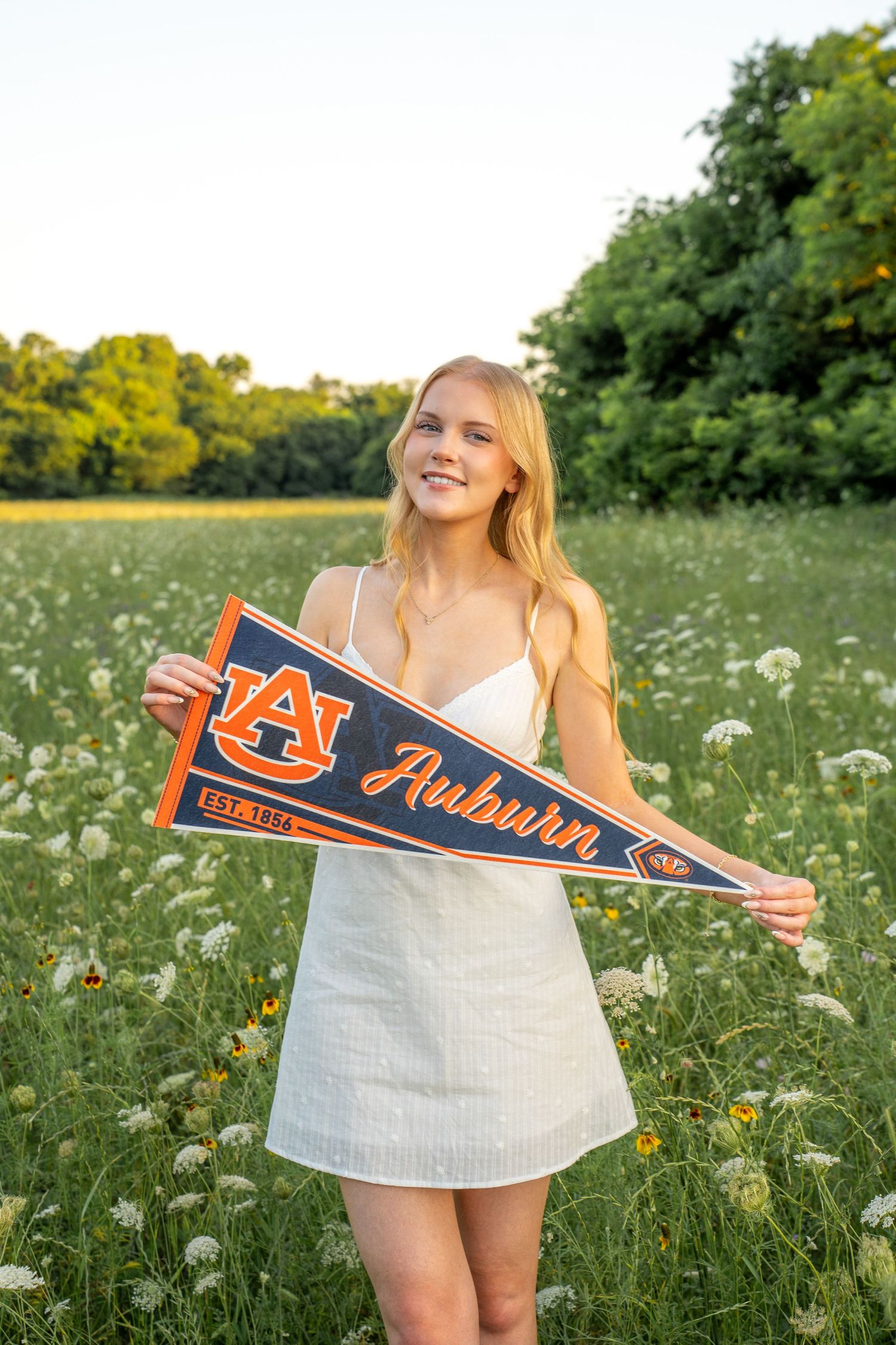 auburn flag senior photos white dress