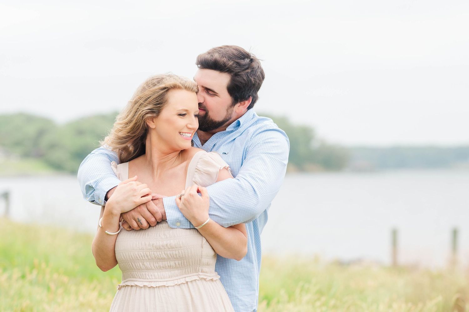 A romantic outdoor photo session in a dreamy, light-filled natural setting.