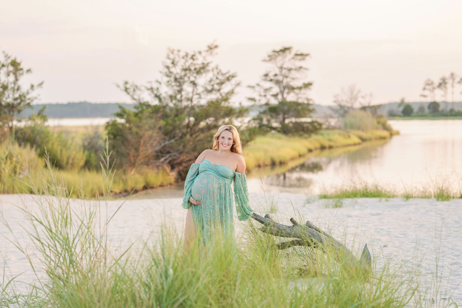 Maternity session on the beach in Mathews, Virginia
