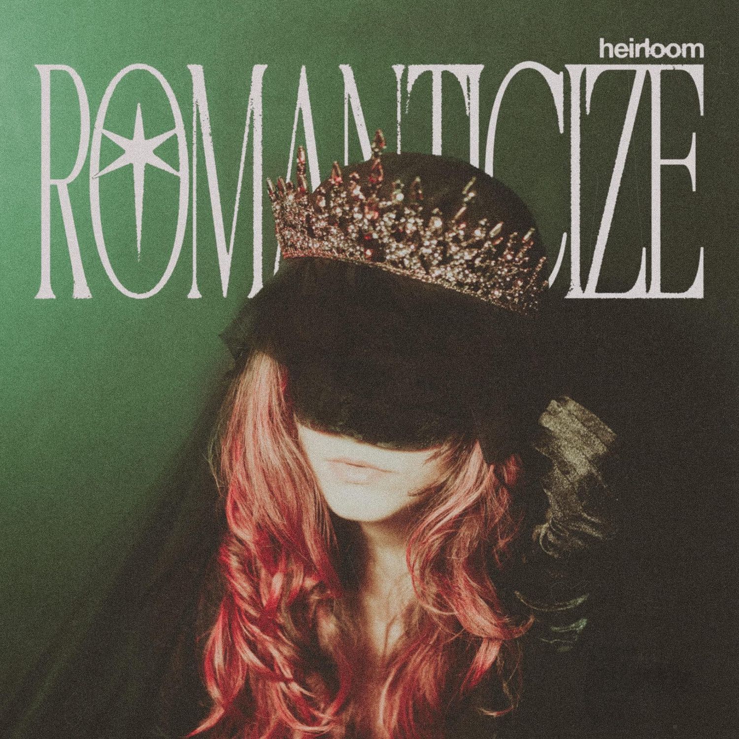 Artistic album cover design with green tones and text overlay showing the word 'Romanticize'.