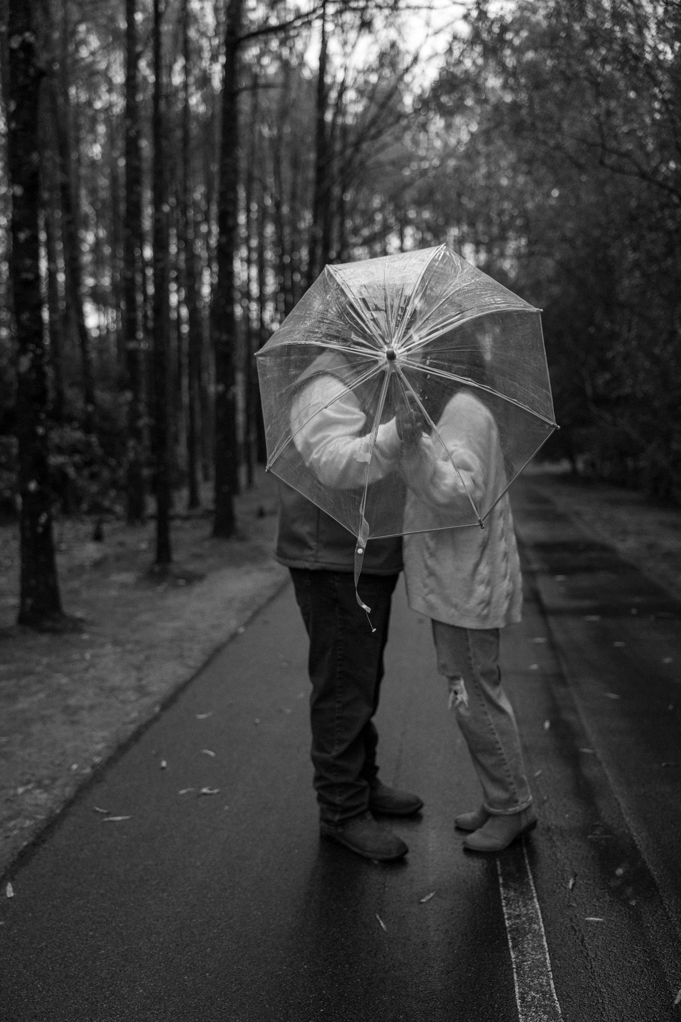 Couple sharing a romantic moment during engagement session