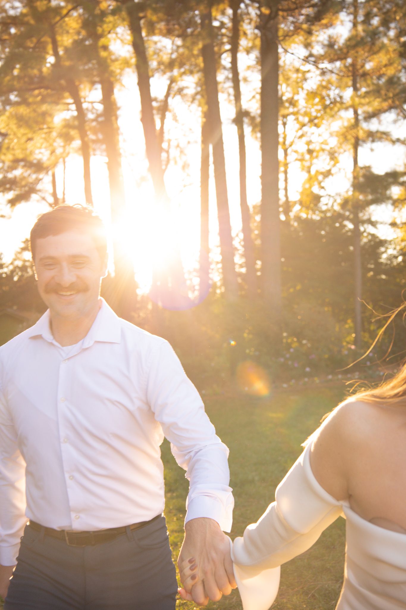 Couple sharing a romantic moment during engagement session