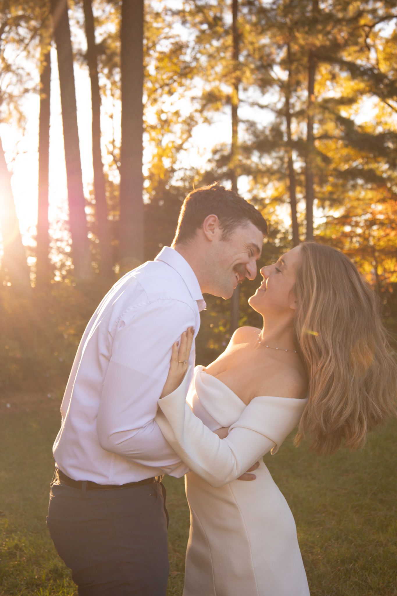 Couple sharing a romantic moment during engagement session