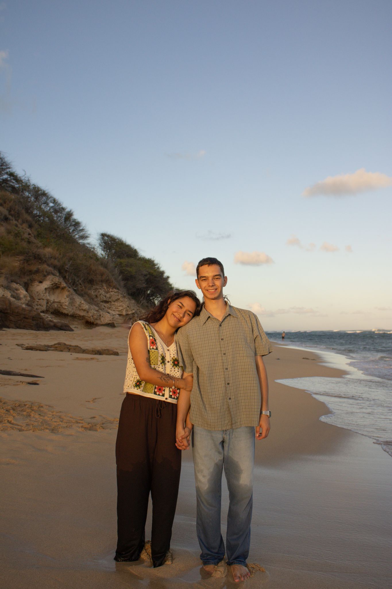 Couple sharing a romantic moment during engagement session