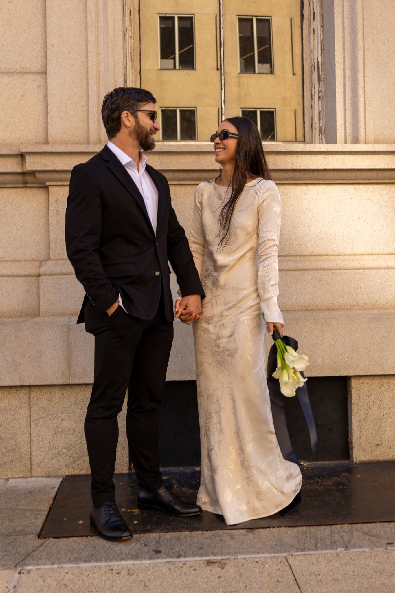 Couple sharing a romantic moment during engagement session