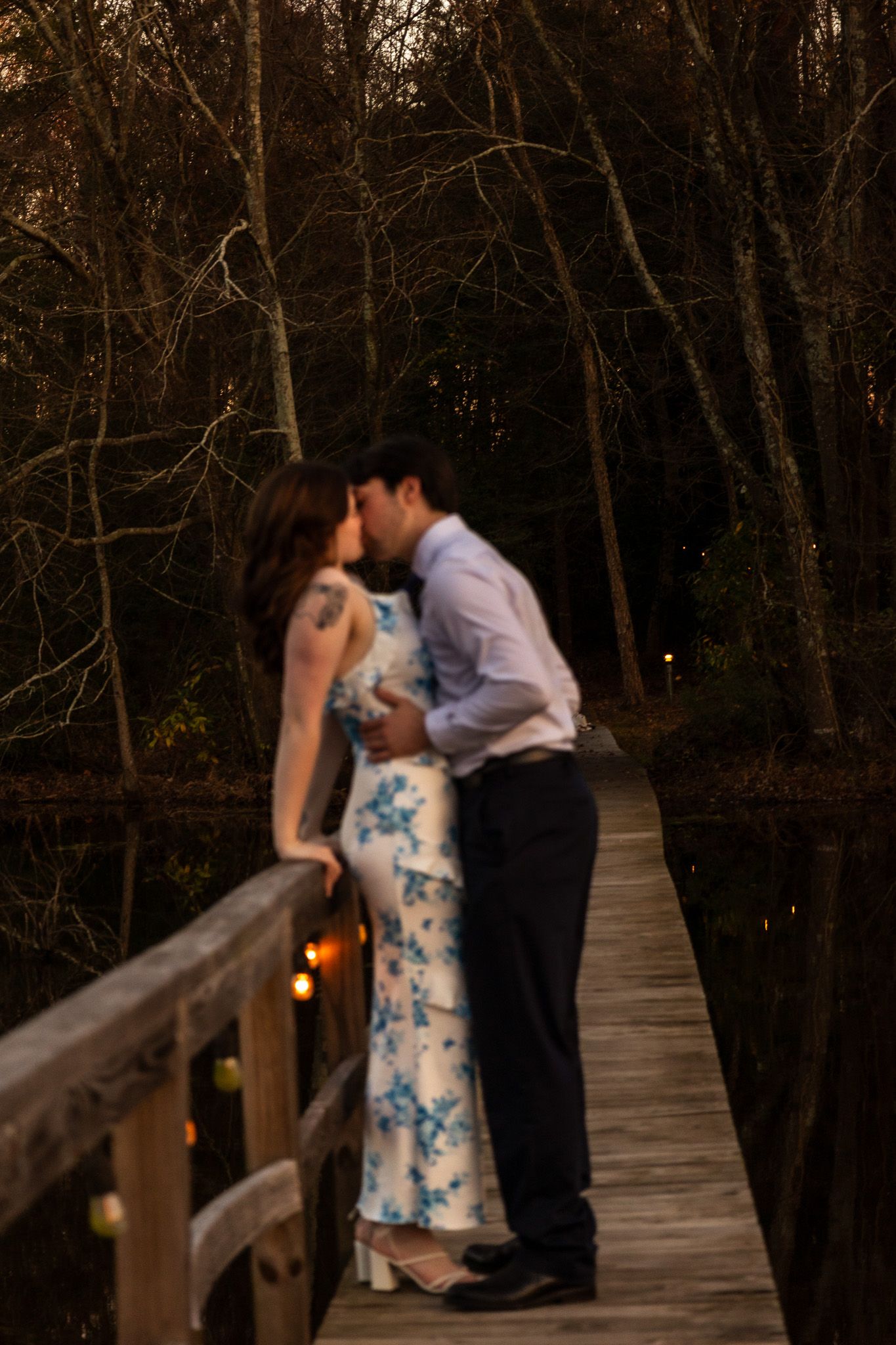 Couple sharing a romantic moment during engagement session
